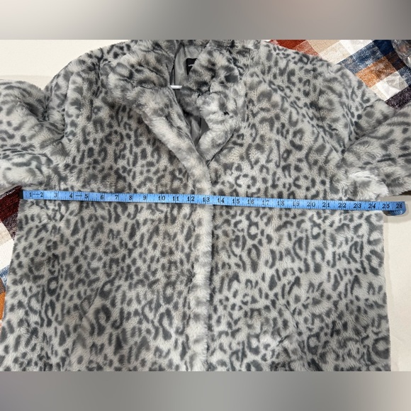Something Navy Leopard Faux Fur Coat Sz M - Picture 12 of 13